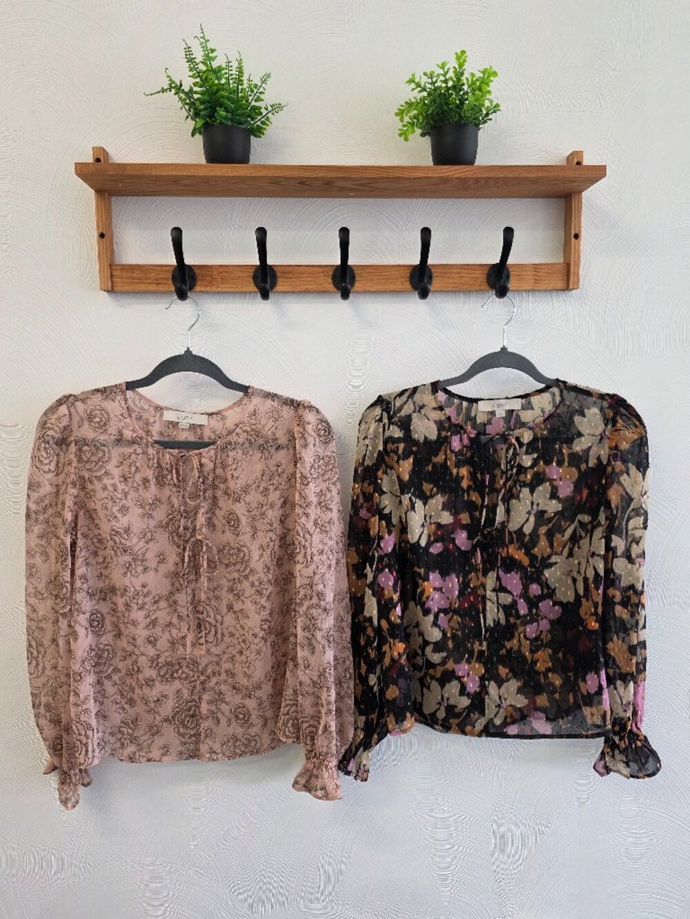 LOFT Bundle Set Lot of 2 XS Long Sleeve Sheer Floral Lightweight Blouse Tops